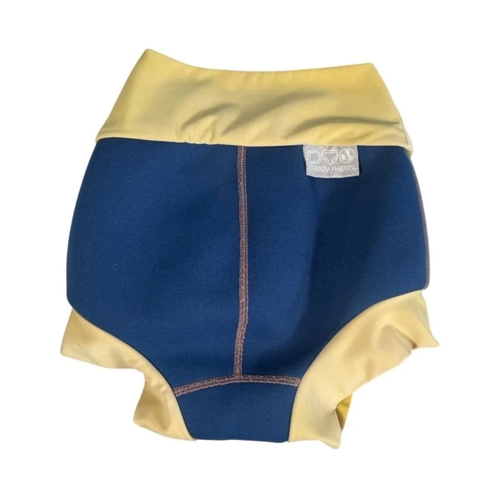 Splash About Happy Nappy Duo Swim Diaper Blue Yellow Neoprene Baby Toddler 3-4